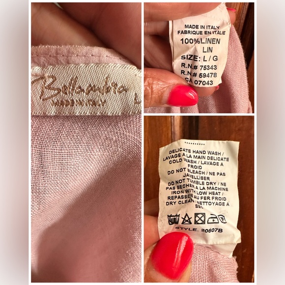 BELLAMBRA PUFF SLEEVES LINEN CROPPED BLOUSE TOP - Picture 5 of 5